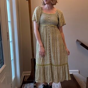 In Bloom Olive Floral Midi Dress